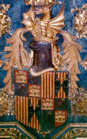Crest of the kings of Aragon in the Aljafería Palace in Zaragoza.