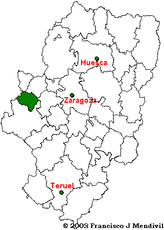 Carte de localisation de la région (Comarca) du Aranda en Aragón