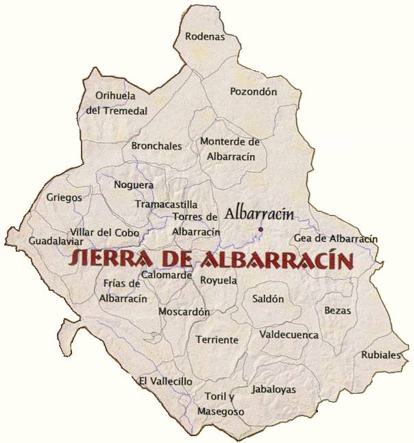 Carte detalle de la comarca Sierra de Albarracín