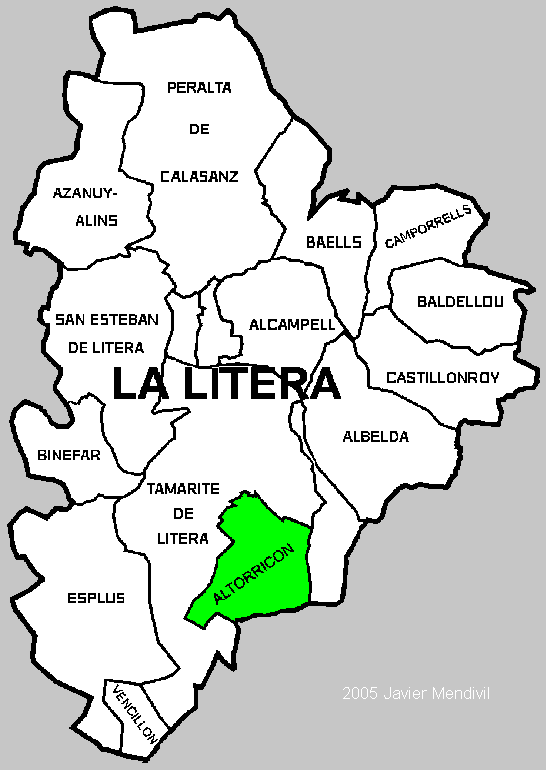 Municipalité Altorricón dans la comarca La Litera/ La Llitera