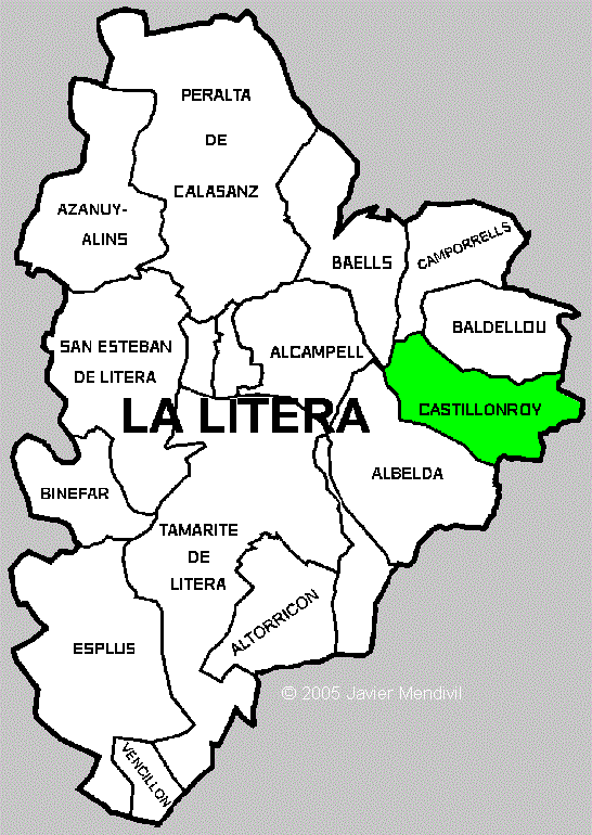 Municipality Castillonroy/Castellonroi within Comarca La Litera/ La Llitera