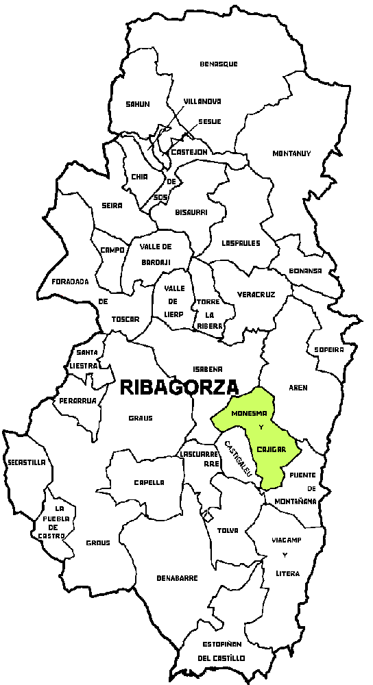 Municipalité Monesma y Cajigar dans la région Comarca de la Ribagorza