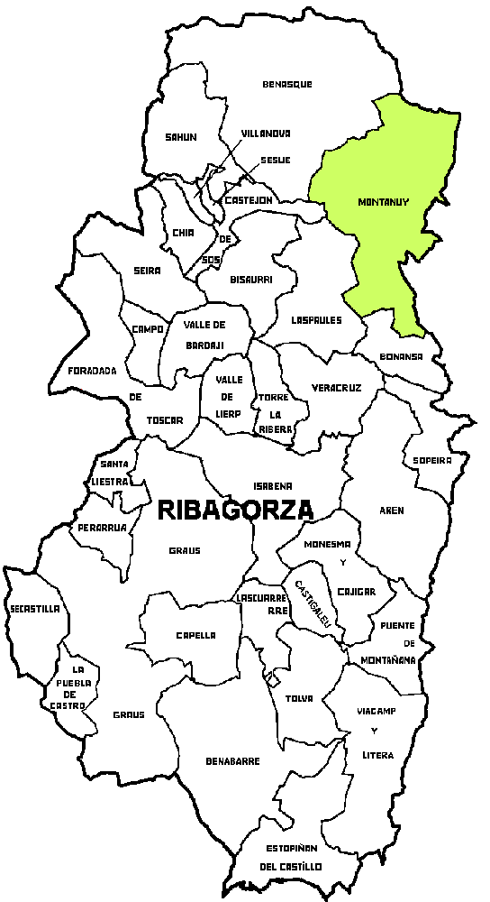 Municipalité Montanuy dans la région Comarca de la Ribagorza