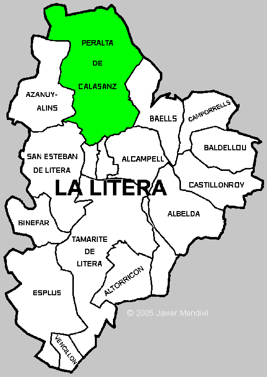 Municipalité Peralta de Calasanz dans la région Comarca La Litera/ La Llitera