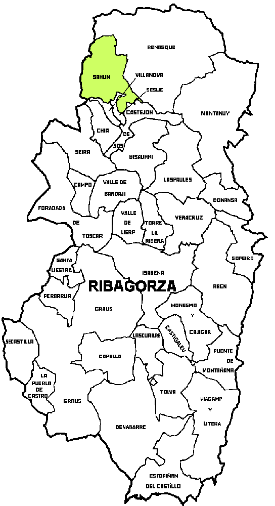 Municipalité Sahun dans la région Comarca de la Ribagorza