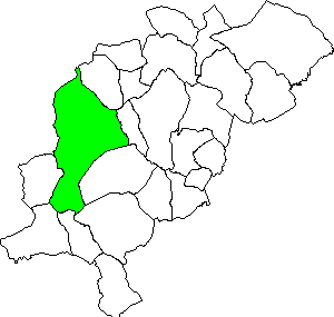 Carte situation municipalité La Puebla de Valverde dans la région Comarca Gudar-Javalambre