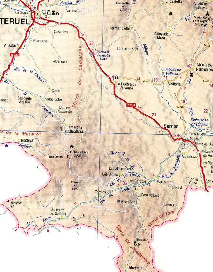 Carte de Municipalité Sarrión en la province Teruel