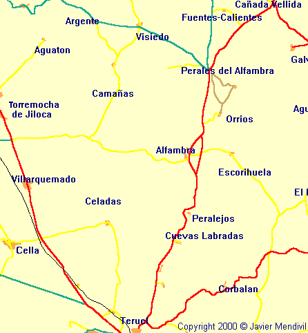 Carte de localisation des villes de la province de Teruel