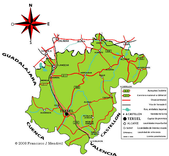 Carte routière de Teruel Carte routière de Teruel