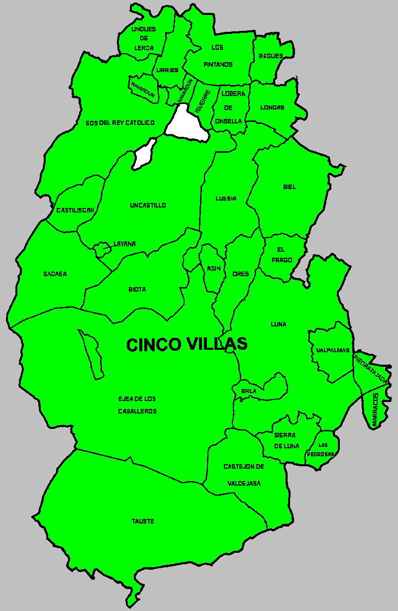 Carte Municipalite Ardisa dans la region las Cinco Villas