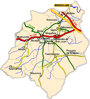 La municipalité de Novillas dans sa région Campo de Borja