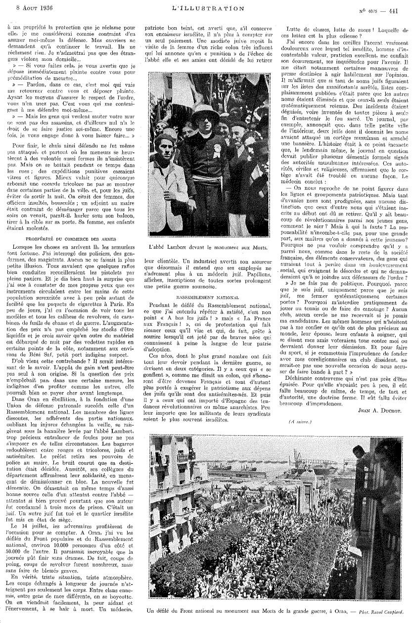 L'Illustration 4875 - 8 août 1936 pag. 441
