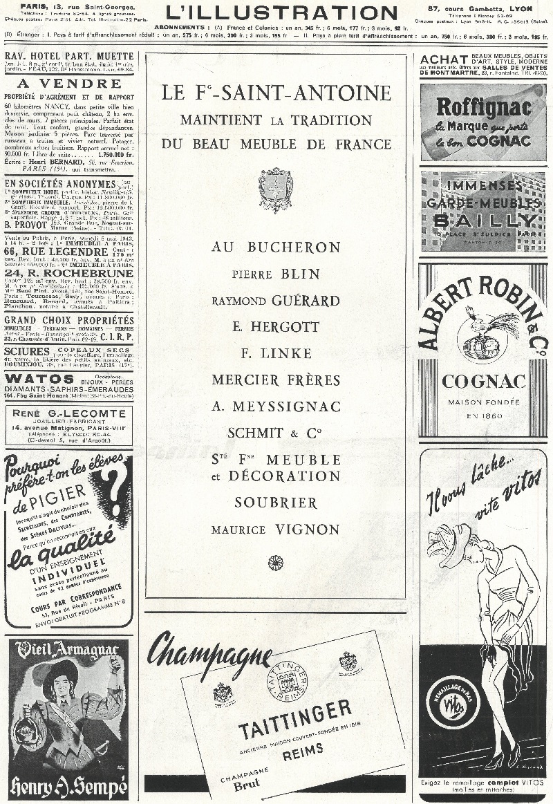 L'Illustration 10 avril de 1943. Contra coverture